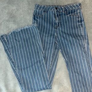 Cello Blue and White Flare Jeans with Stripes (from The Buckle)